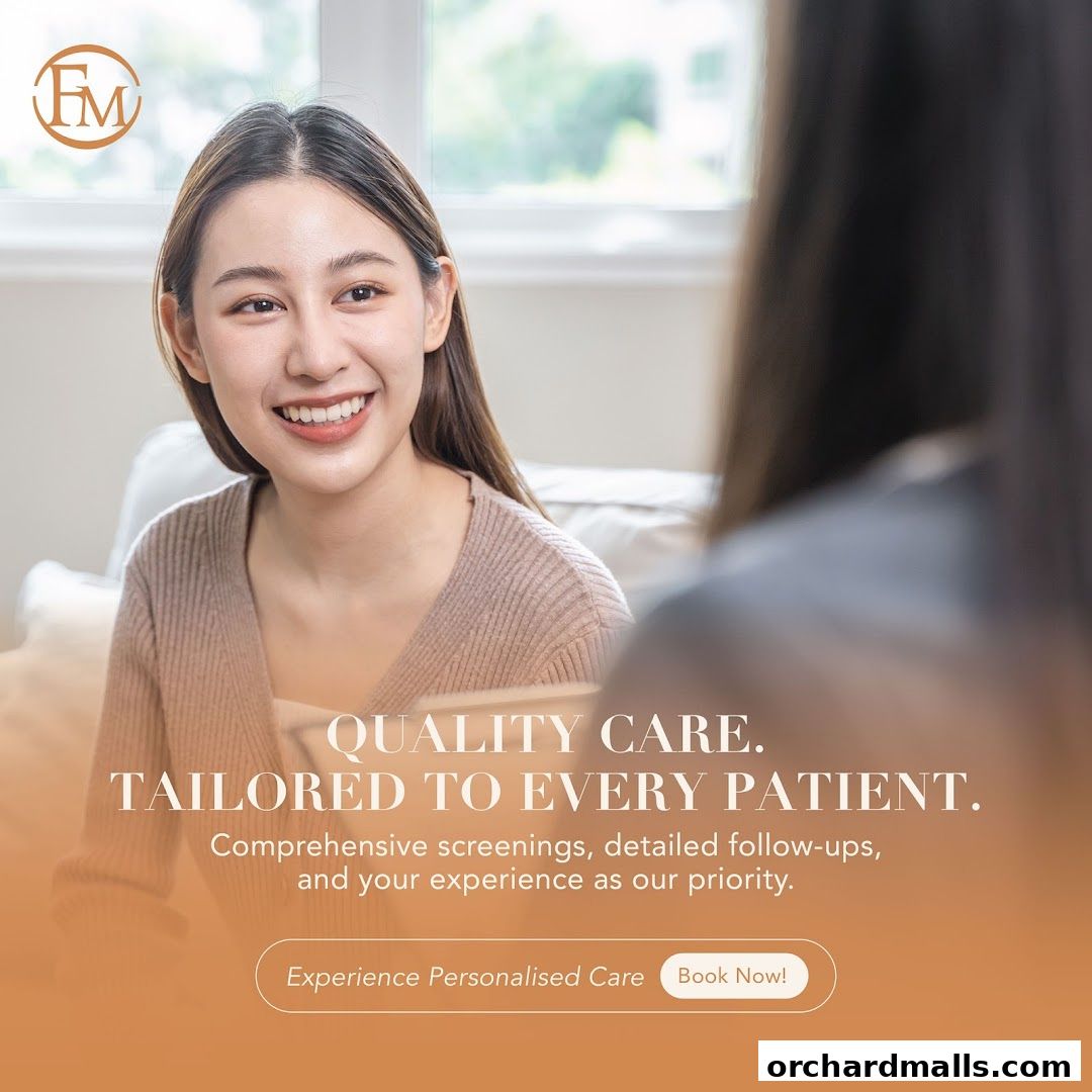 A smiling woman is shown in a consultation, with text about quality care.