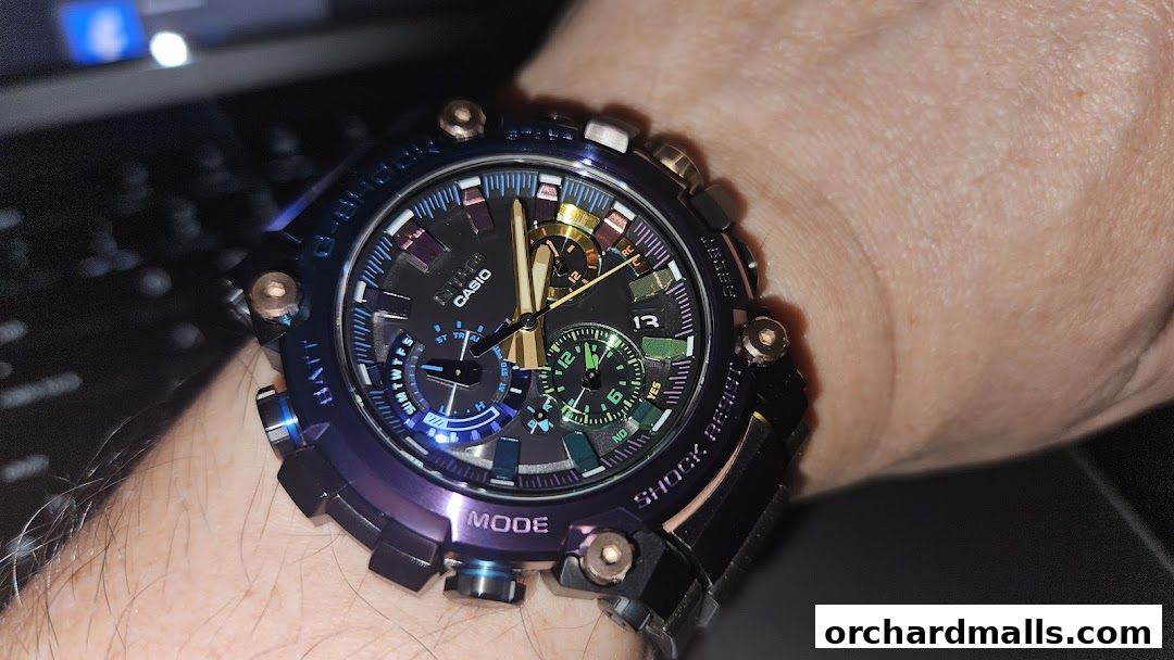 A close-up shot of a G-SHOCK CASIO watch on a person's wrist.