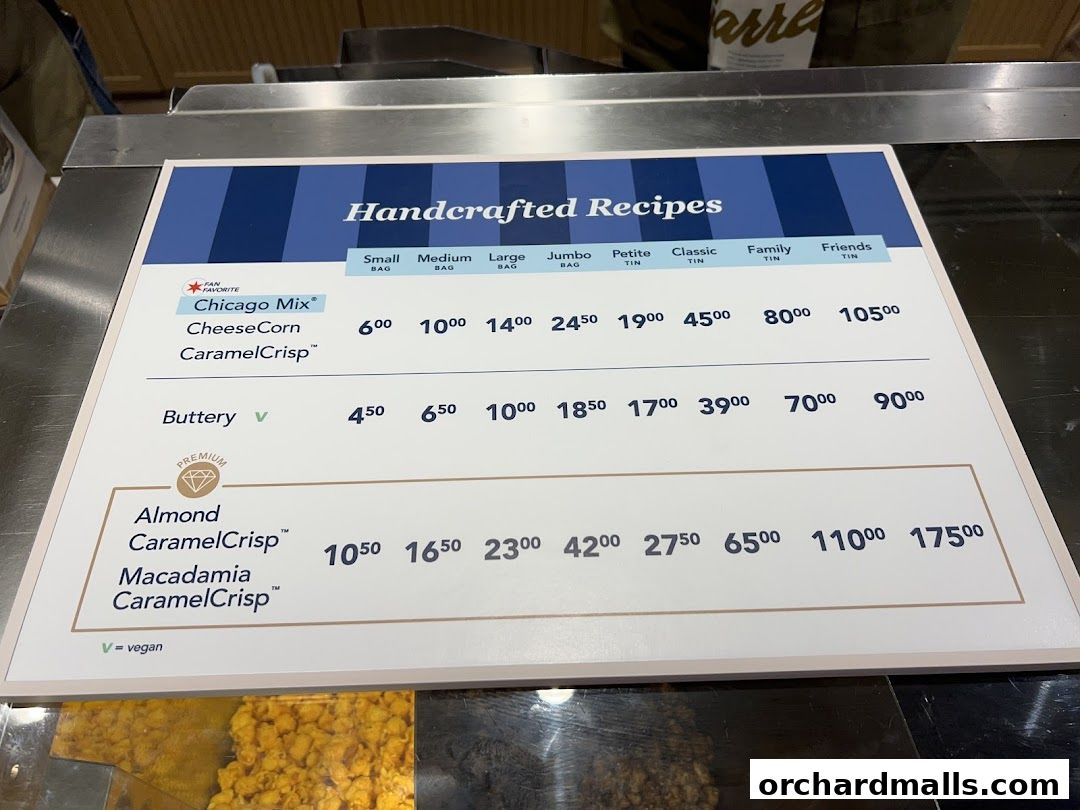 Menu page for Garrett Popcorn Shops - 313 Somerset