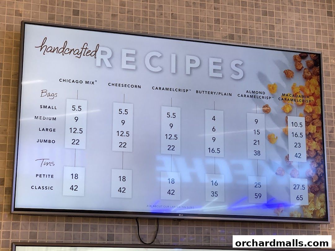 Menu page for Garrett Popcorn Shops - Wisma Atria