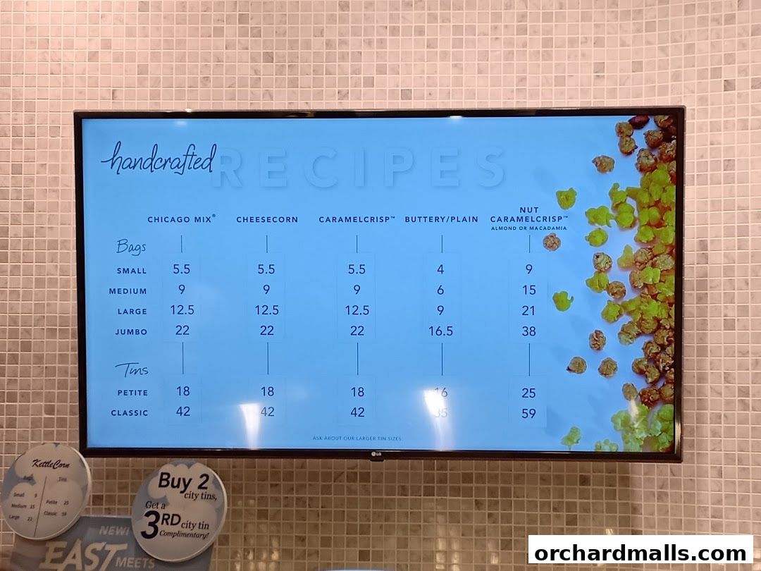 Menu page for Garrett Popcorn Shops - Wisma Atria