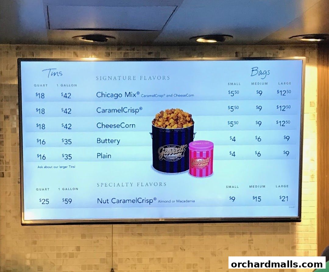 Menu page for Garrett Popcorn Shops - Wisma Atria