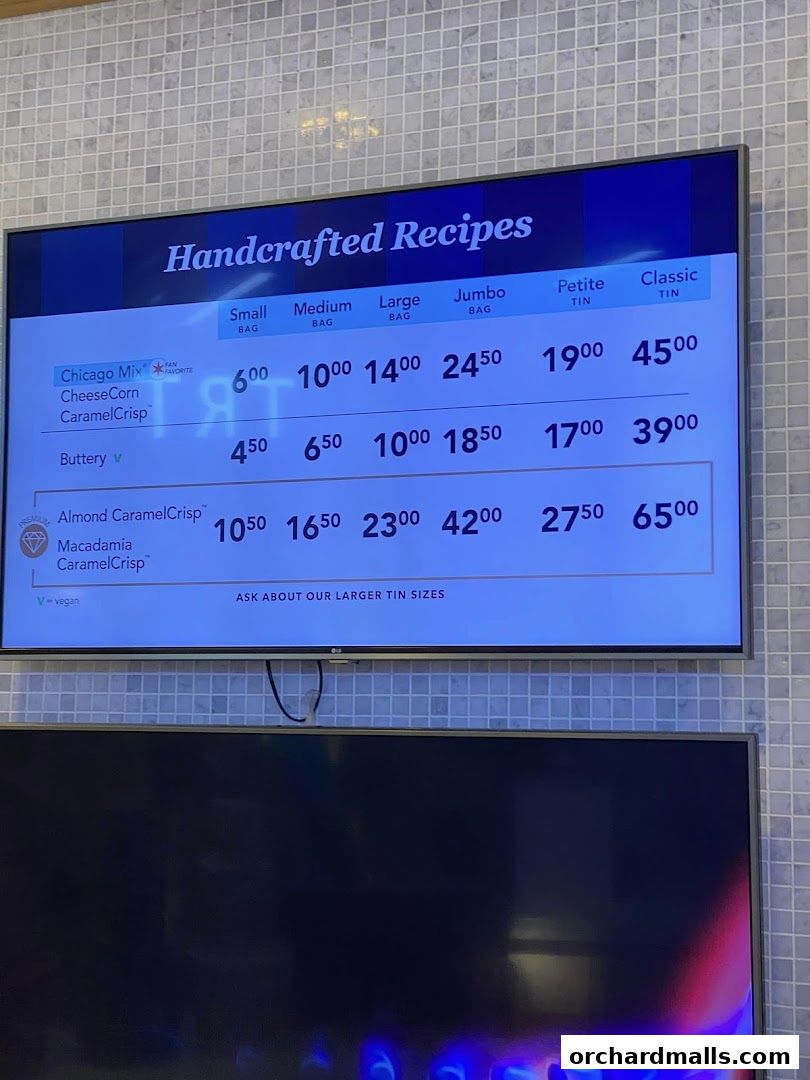 Menu page for Garrett Popcorn Shops - Wisma Atria