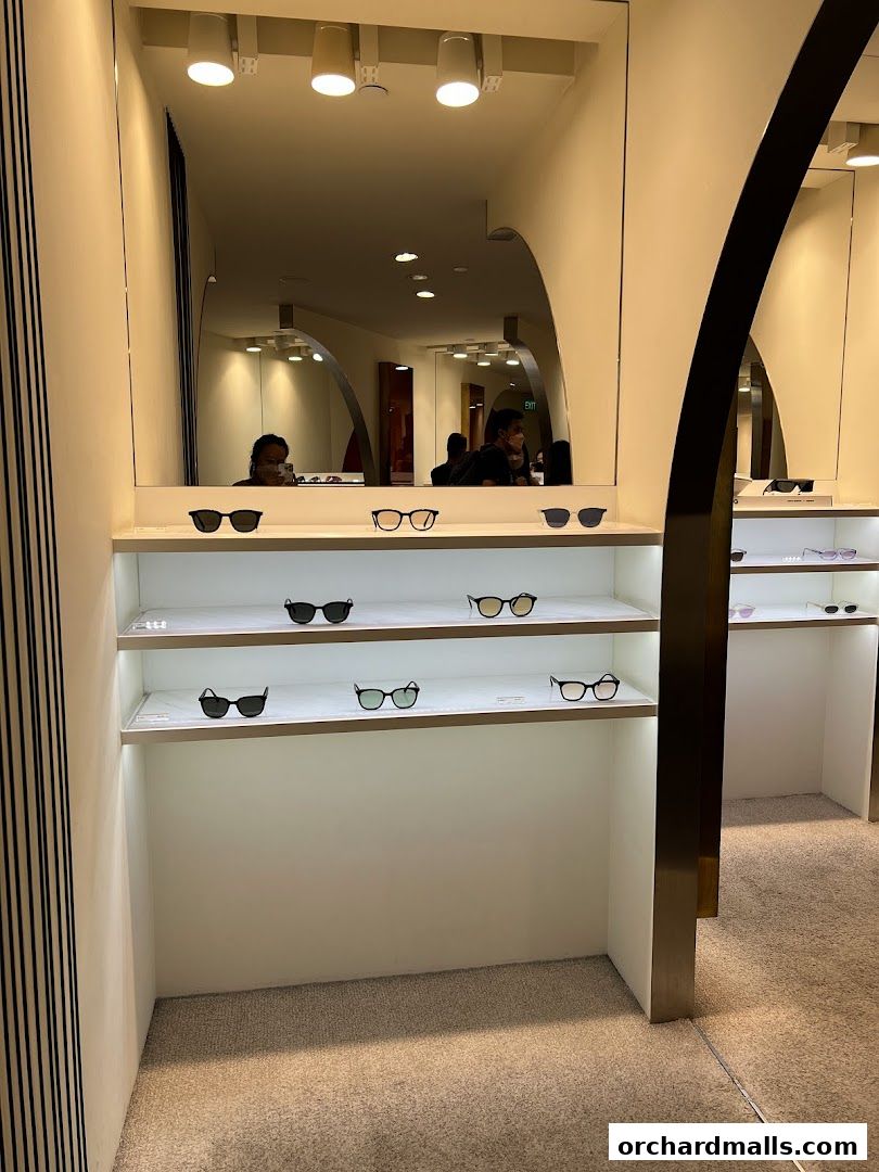Interior view of Gentle Monster ION Orchard showcasing various sunglasses on display shelves.