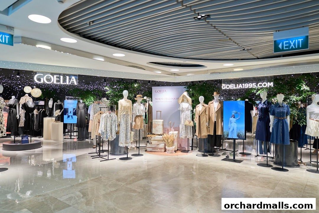 Goelia store interior showcasing mannequins dressed in stylish apparel and new collection displays.