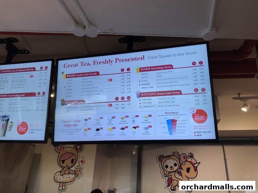 Menu page for Gong Cha