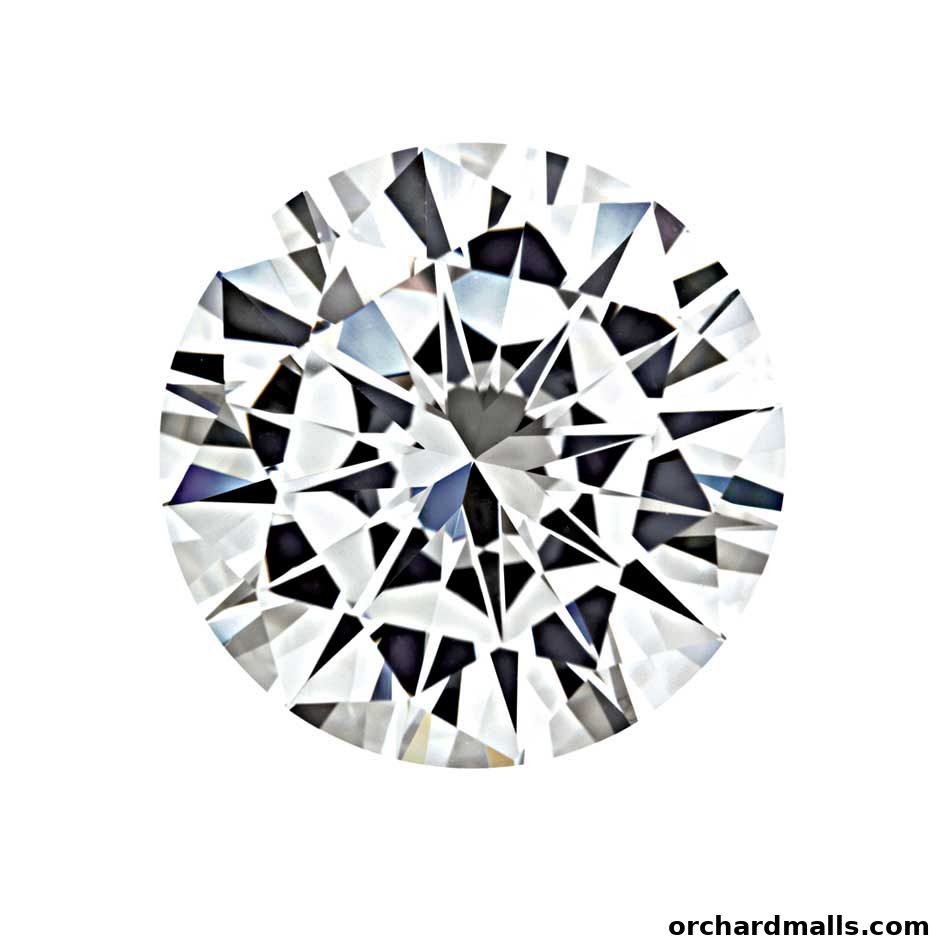 A close-up, isolated view of a sparkling, brilliant-cut diamond.