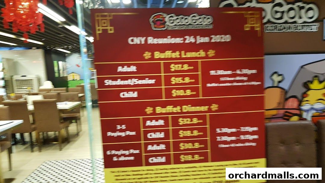 Menu page for GoroGoro Steamboat  Korean Buffet  The Centrepoint