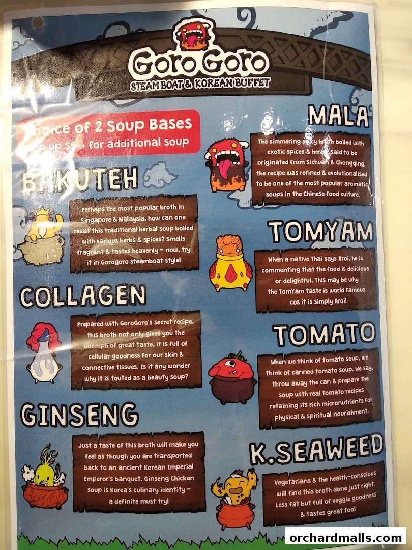 Menu page for GoroGoro Steamboat  Korean Buffet  The Centrepoint