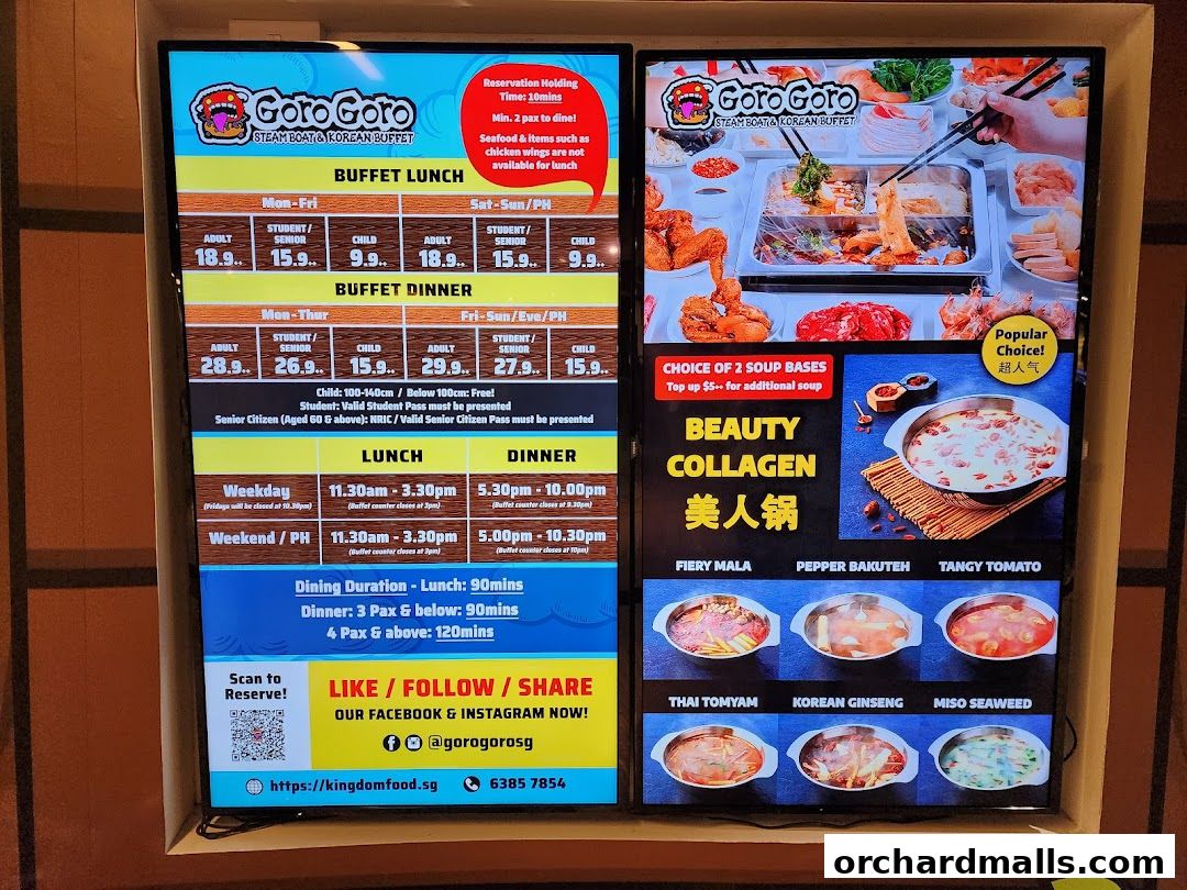 Menu page for GoroGoro Steamboat  Korean Buffet  The Centrepoint