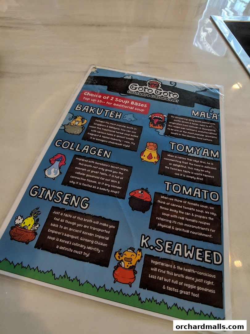 Menu page for GoroGoro Steamboat  Korean Buffet  The Centrepoint