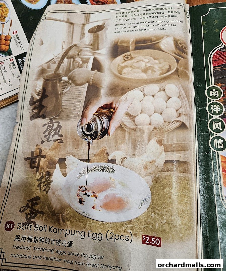 Menu page for Great Nanyang Heritage Cafe 大南洋 Somerset