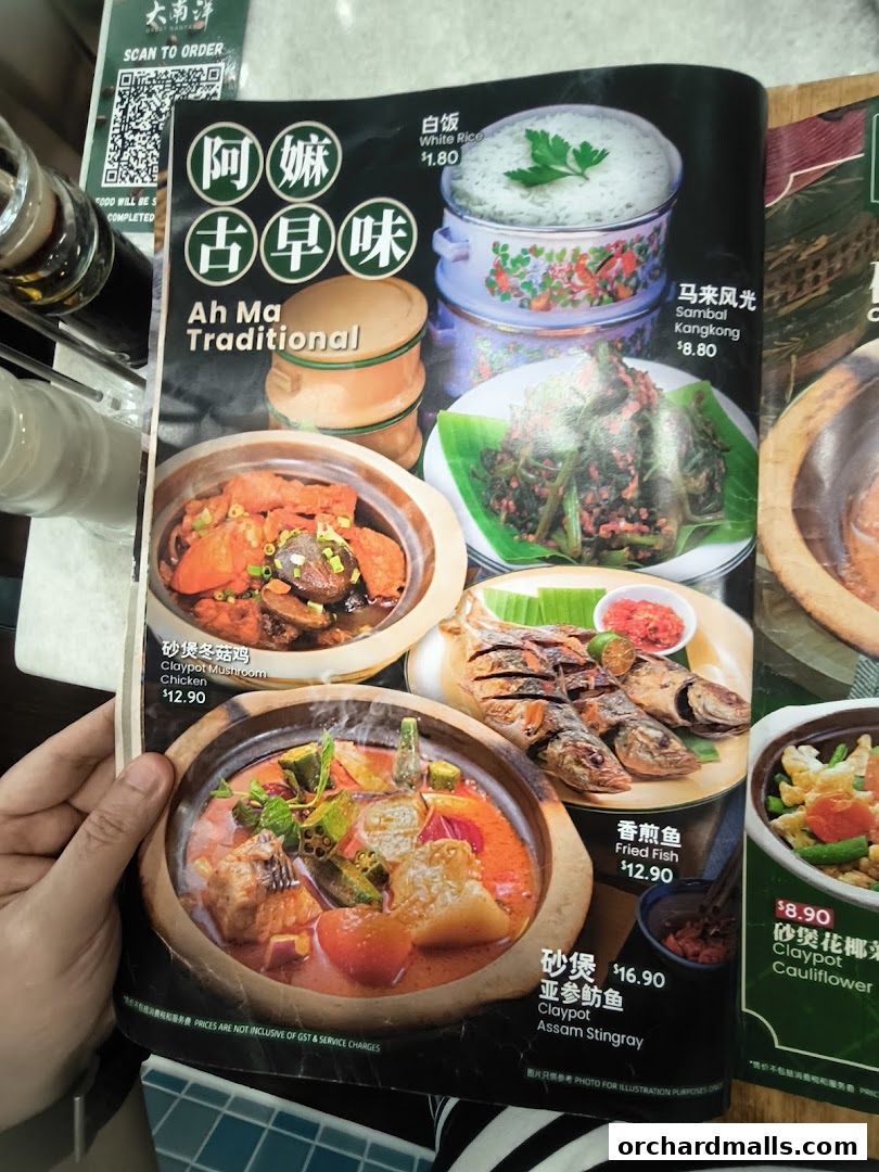 Menu page for Great Nanyang Heritage Cafe 大南洋 Somerset