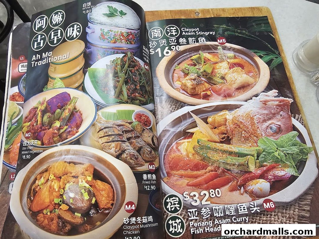 Menu page for Great Nanyang Heritage Cafe 大南洋 Somerset