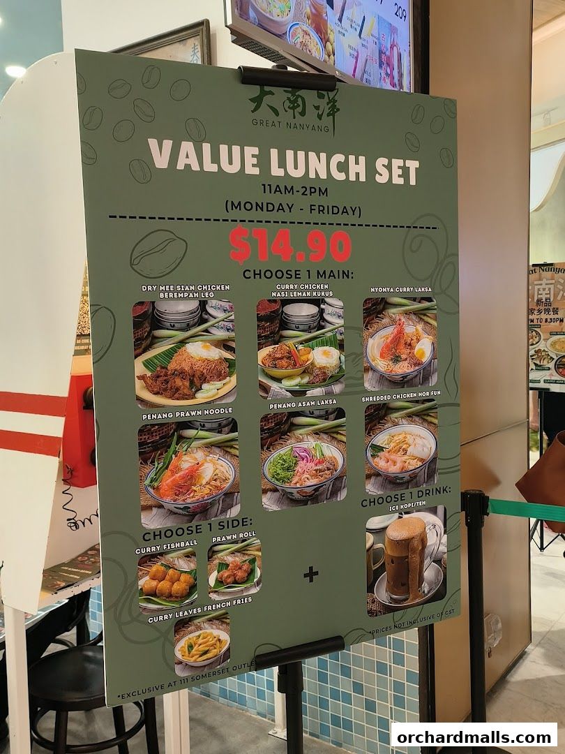 Menu page for Great Nanyang Heritage Cafe 大南洋 Somerset