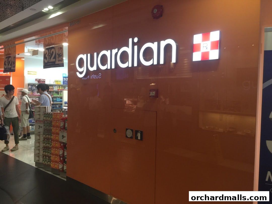 The exterior of a Guardian Health & Beauty store with its prominent signage and entrance.