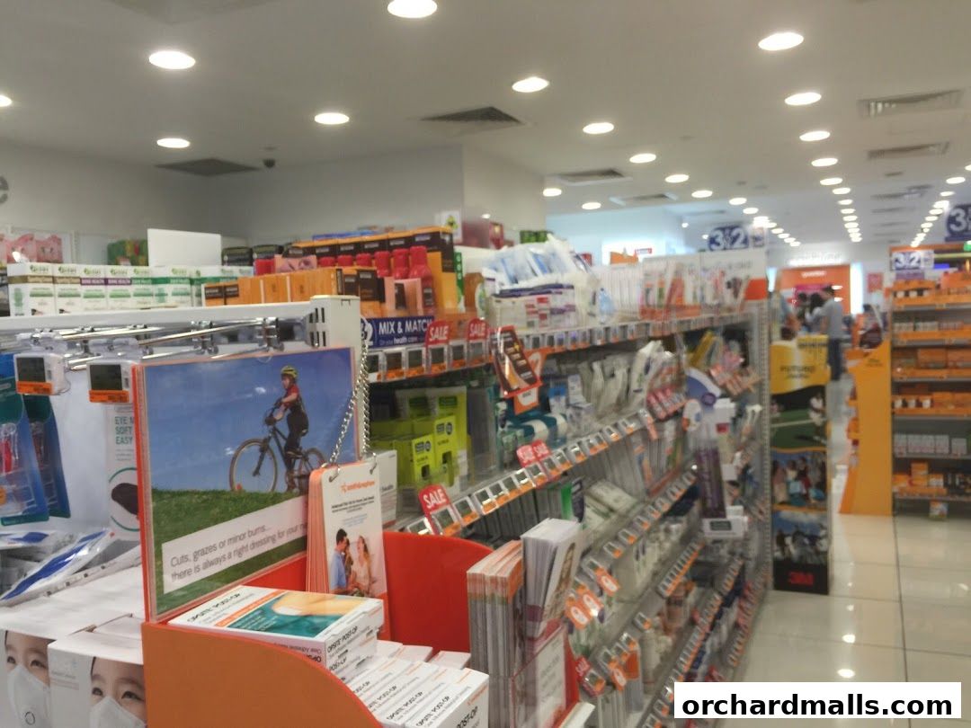 Interior view of a Guardian Health & Beauty store with shelves stocked with health and beauty products.