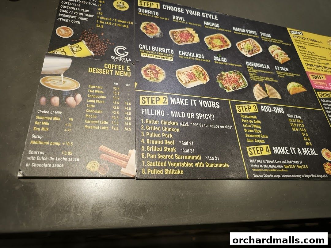 Menu page for Guzman y Gomez - Orchard Gateway
