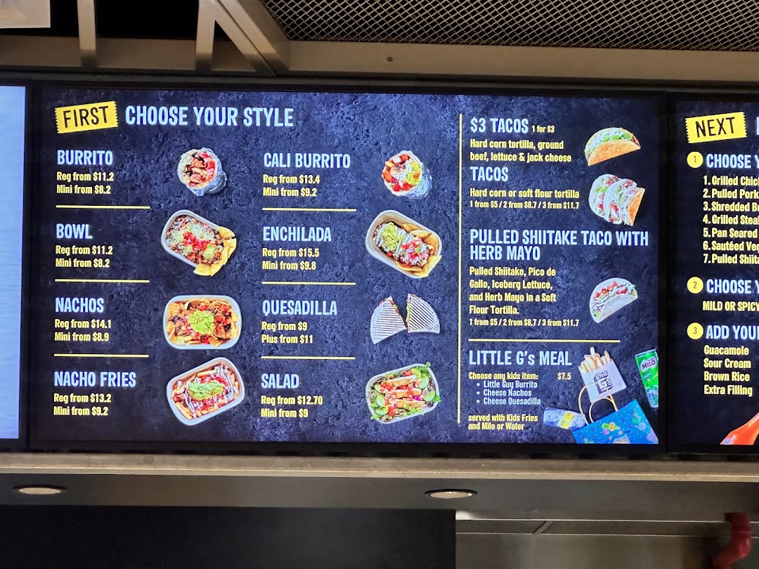 Menu page for Guzman y Gomez
