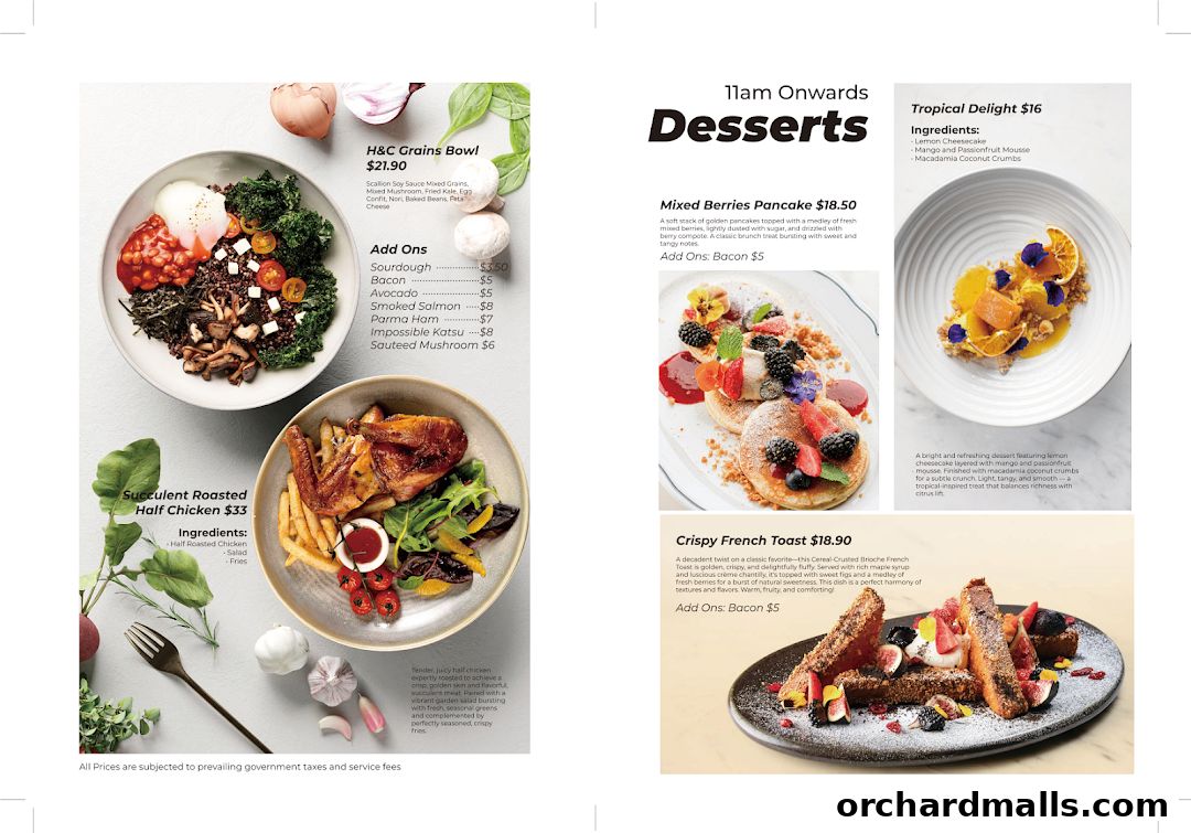 Menu page for HC halcyon  crane