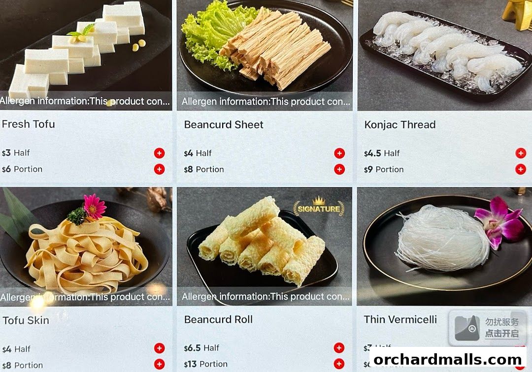 Menu page for 海底捞 Haidilao Hot Pot 313Somerset