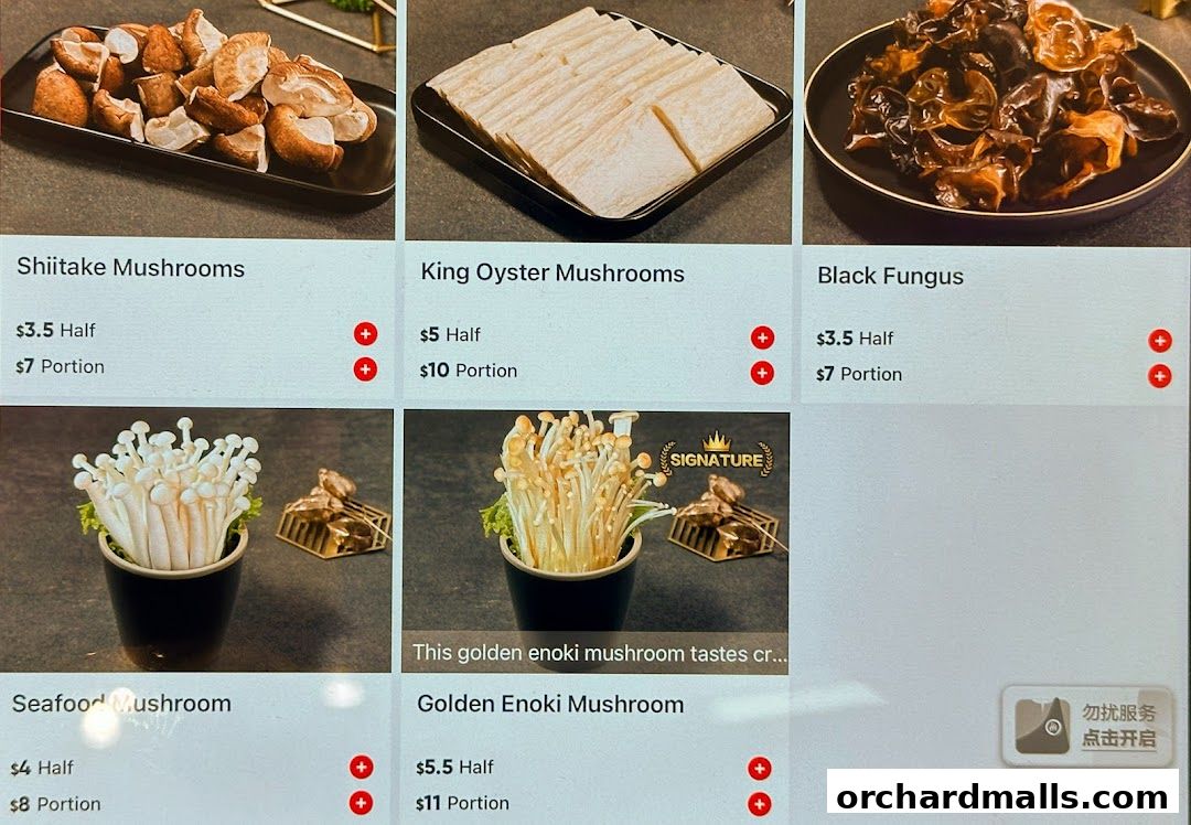 Menu page for 海底捞 Haidilao Hot Pot 313Somerset