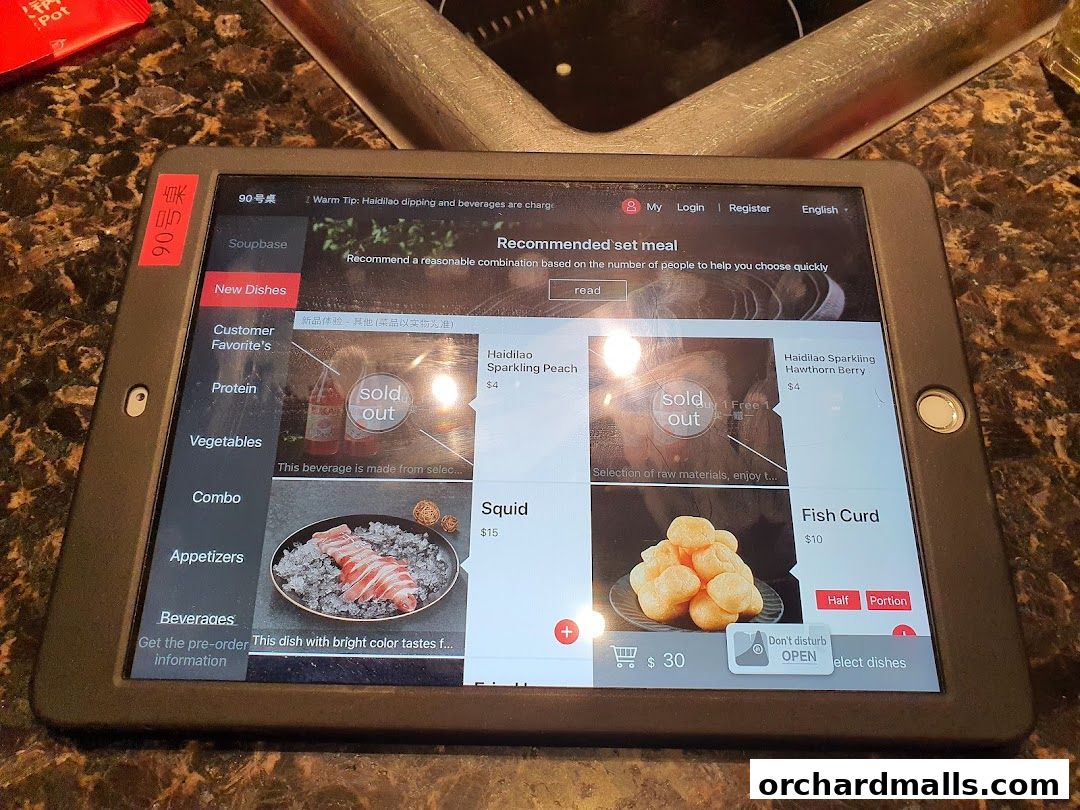 Menu page for 海底捞 Haidilao Hot Pot 313Somerset