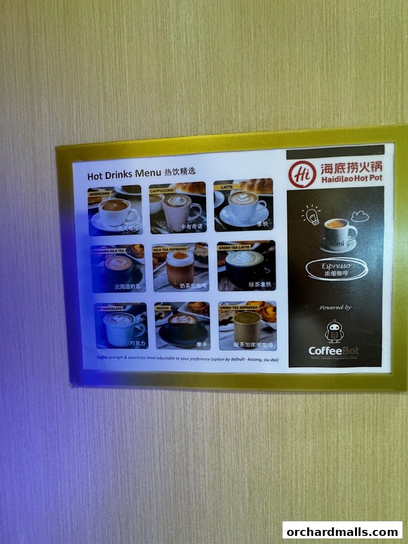 Menu page for 海底捞 Haidilao Hot Pot Wisma Atria