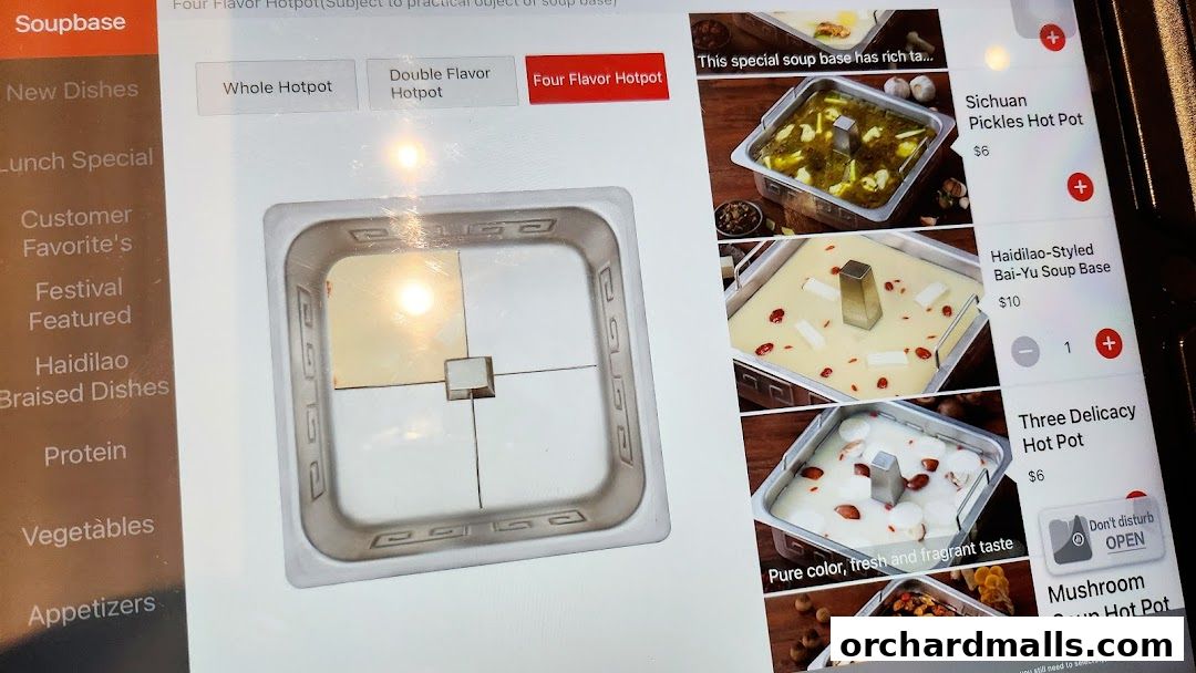 Menu page for 海底捞 Haidilao Hot Pot Wisma Atria