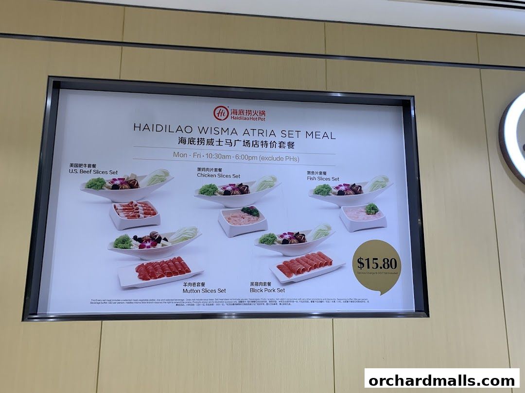 Menu page for 海底捞 Haidilao Hot Pot Wisma Atria