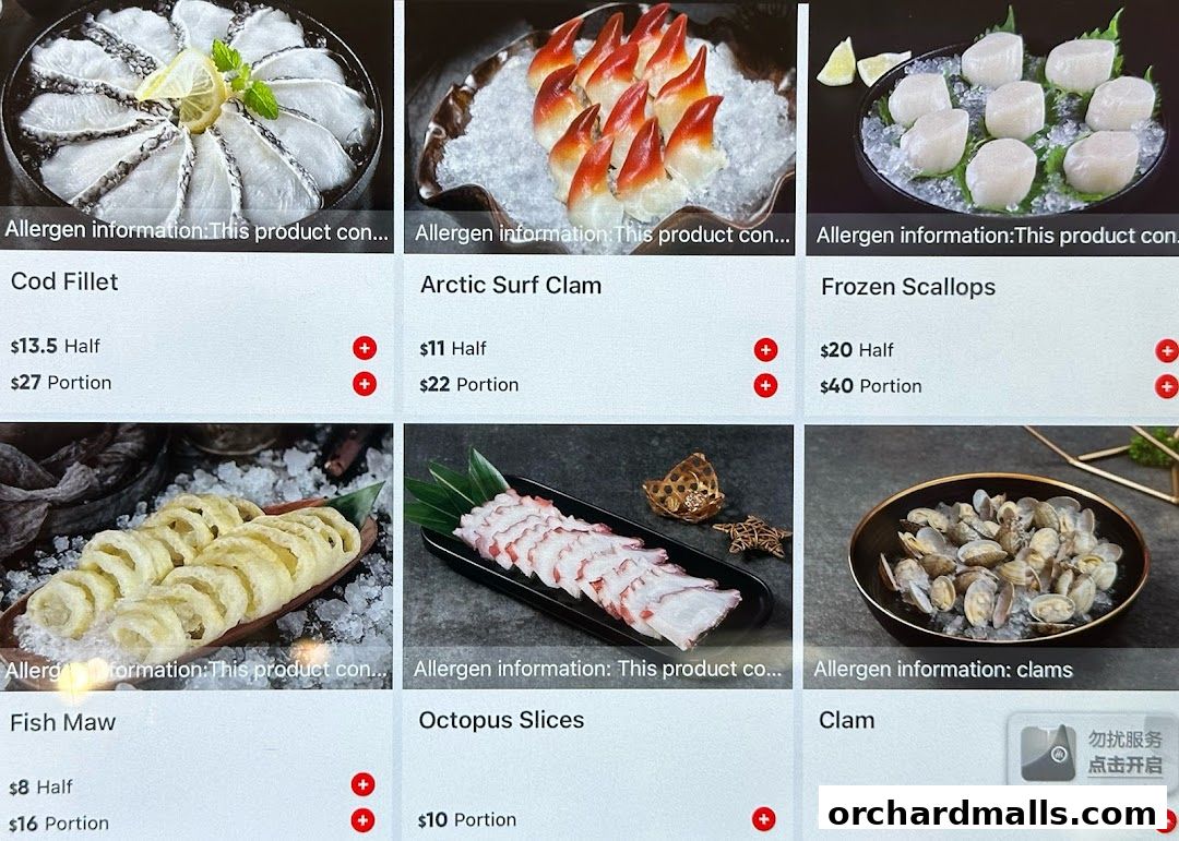 Menu page for 海底捞 Haidilao Hot Pot Wisma Atria