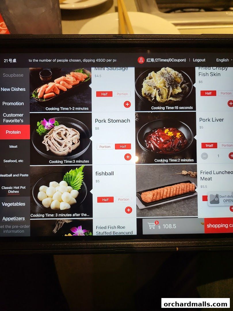 Menu page for 海底捞 Haidilao Hot Pot Wisma Atria