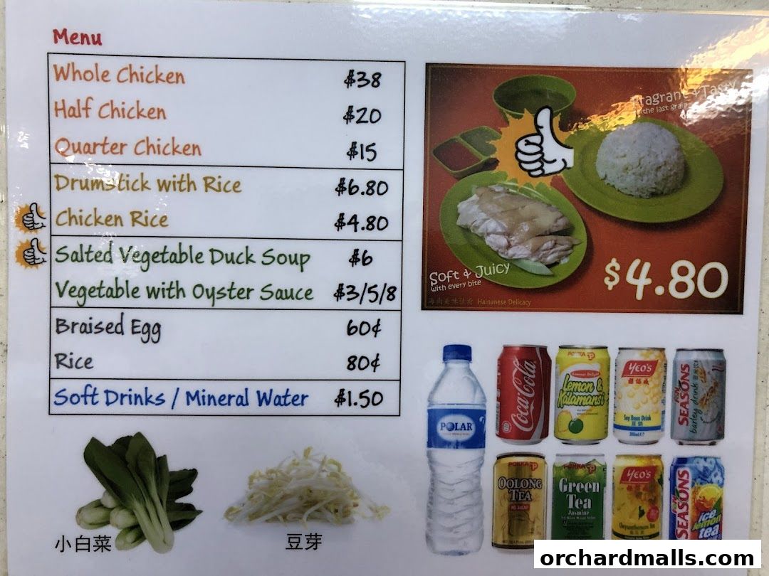 Menu page for Hainanese Delicacy
