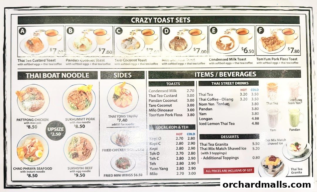 Menu page for Happy Lili Cafe 莉莉茶冰室