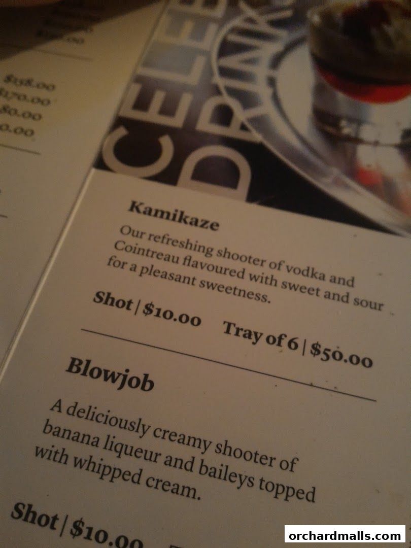 Menu page for Harrys Angullia Park