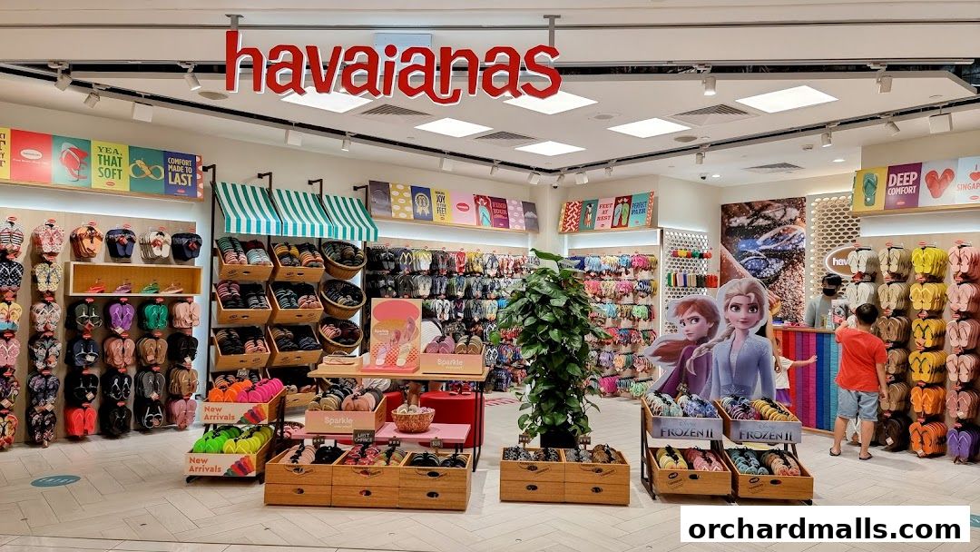 Interior of a Havaianas store showcasing a wide variety of colorful flip-flops and sandals.