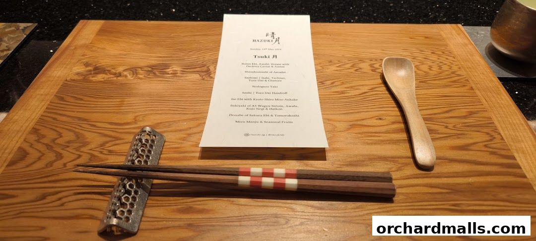 A menu from Hazuki restaurant featuring a tasting menu called Tsuki.