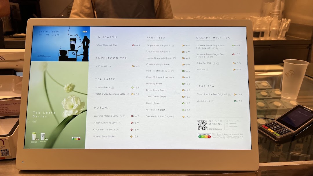Menu page for HEYTEA  ION
