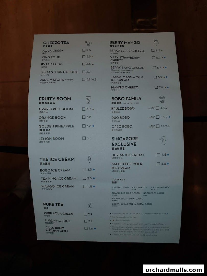 A menu from HEYTEA featuring various tea and fruit-based drinks with prices.