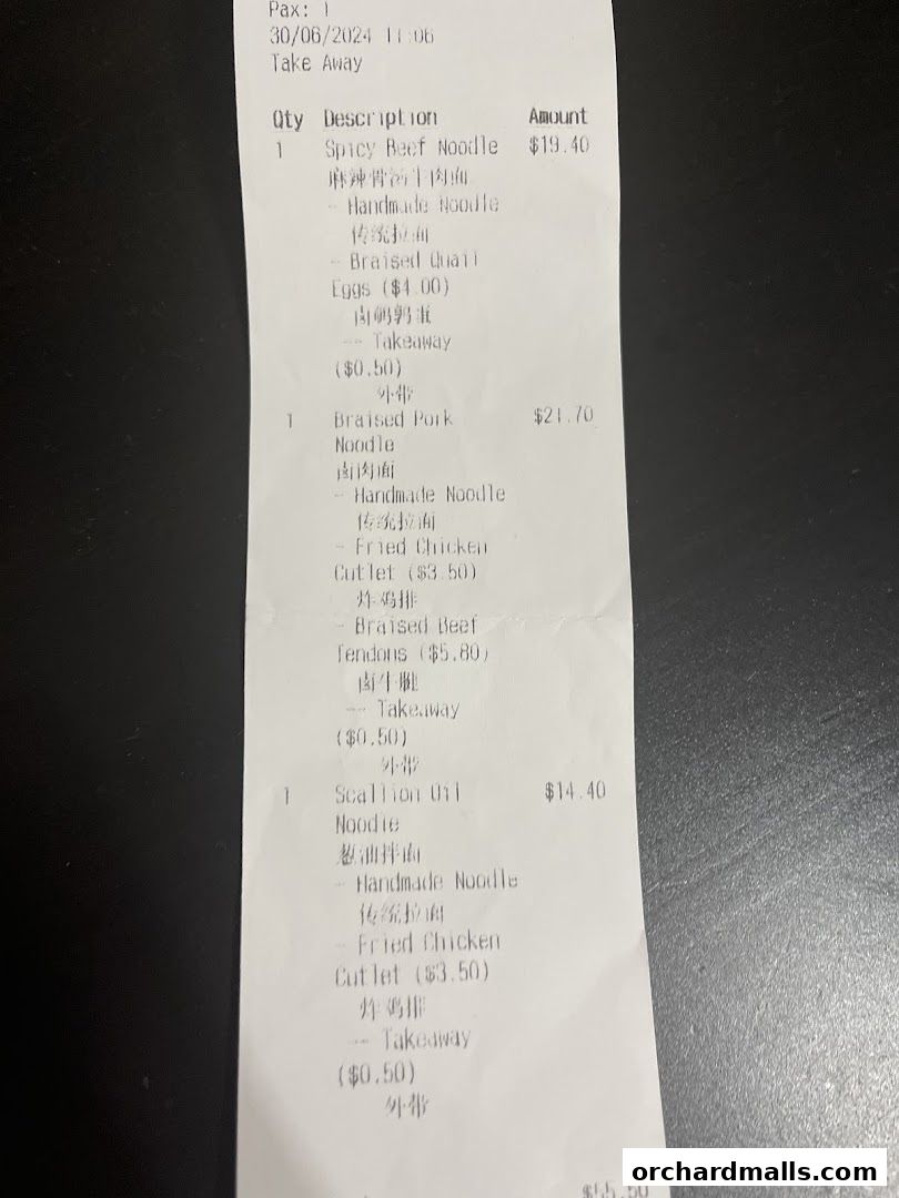 Menu page for Hi Noodle