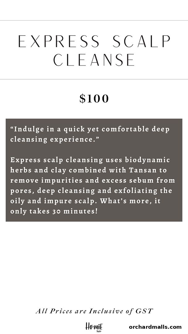 Menu page for Homie Hair