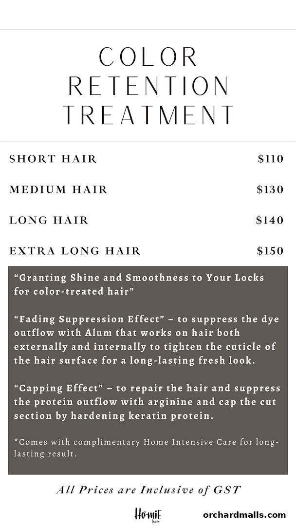 Menu page for Homie Hair
