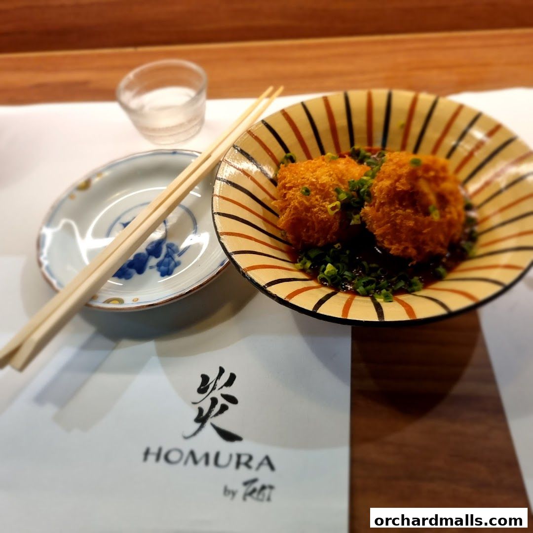 A close-up of two fried croquettes served with chopped green onions and sauce.