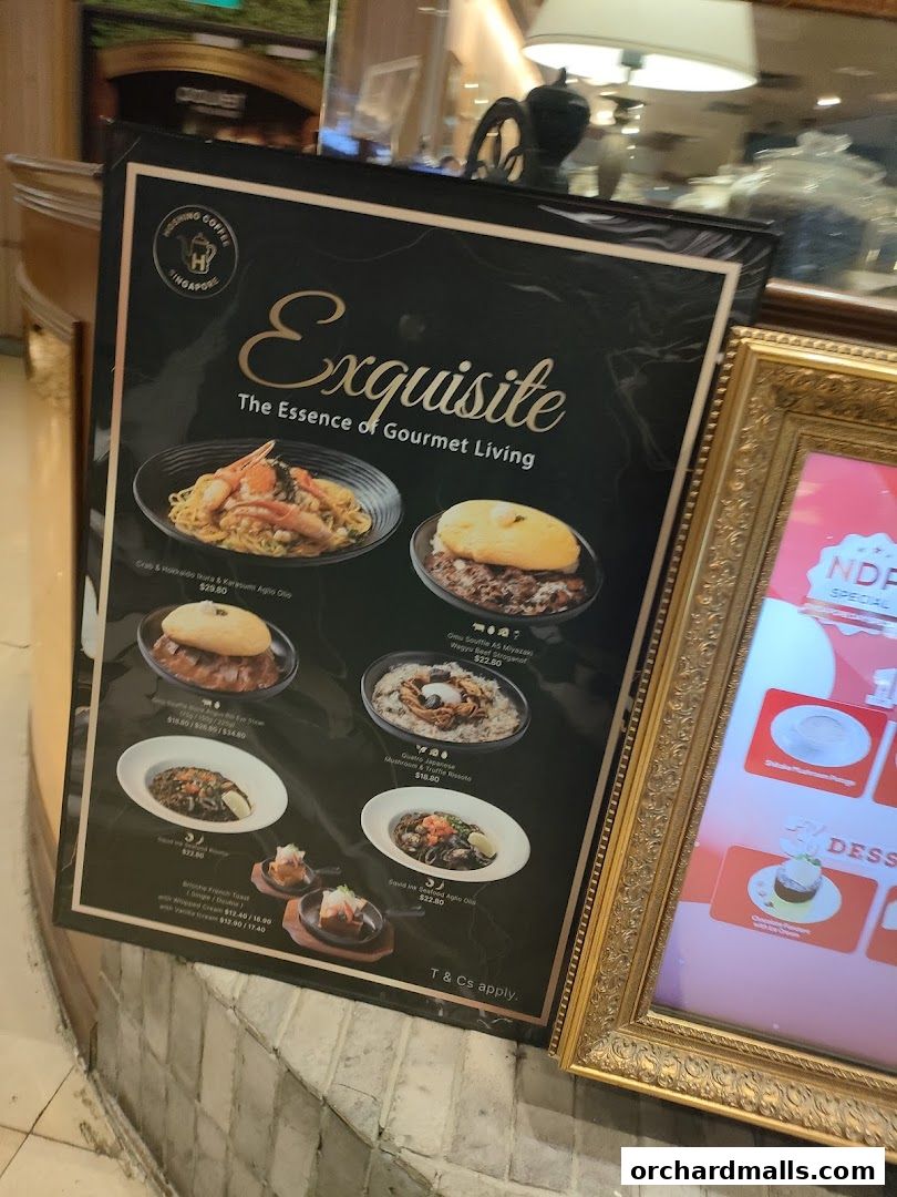 A menu board showcasing exquisite dishes from Hoshino Coffee, Singapore.