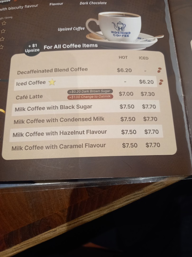 Menu page for Hoshino Coffee  ION Orchard