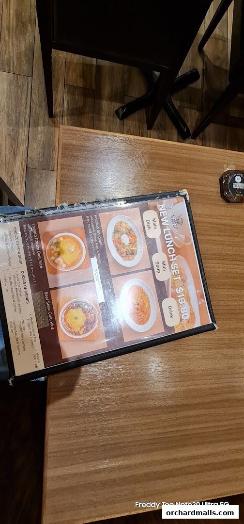 A menu from Hoshino Coffee featuring lunch sets with main dishes, soup, and drinks.
