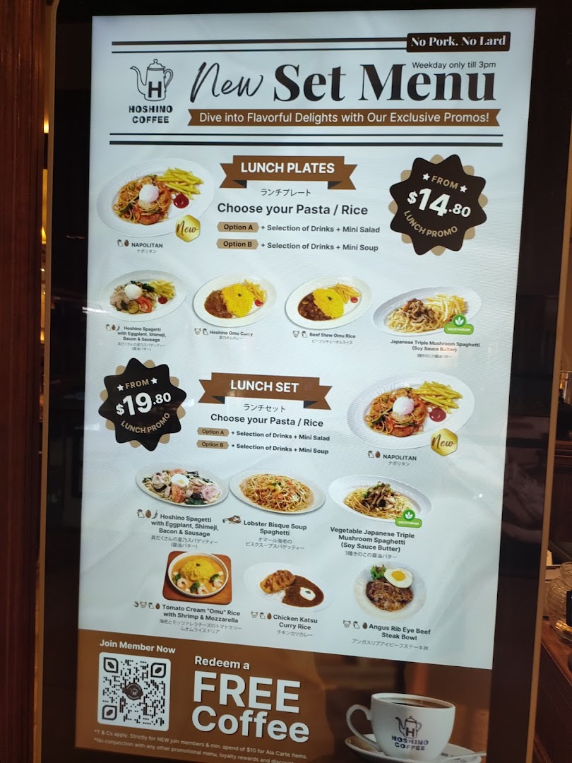 Menu page for Hoshino Coffee  ION Orchard
