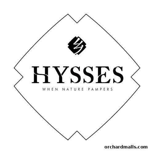 The HYSSES logo features the brand name with a tagline about nature pampering.
