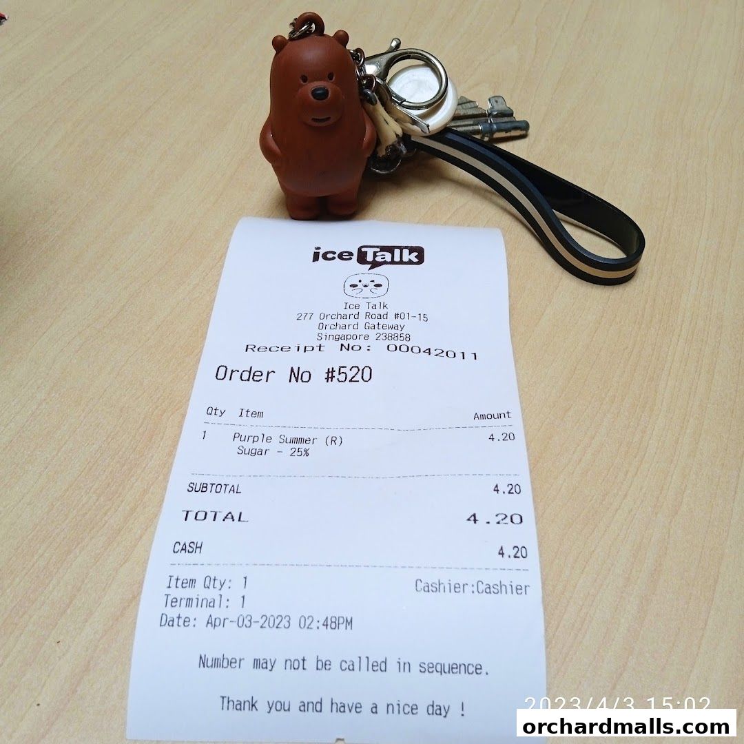 Menu page for iceTalk Signature Tea