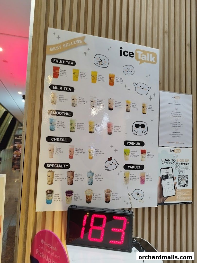 Menu page for iceTalk Signature Tea